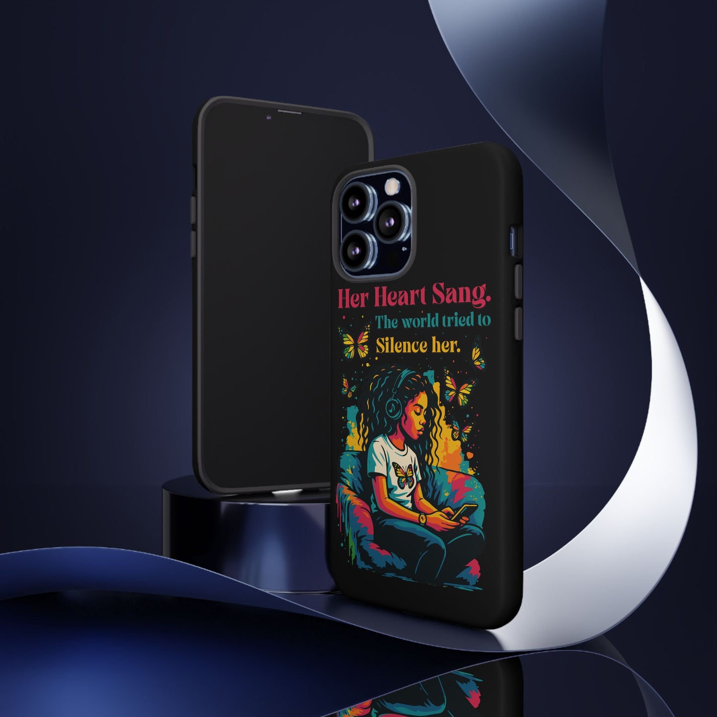 Her Heart Sang Phone Case — Artistic Empowerment Quote Cover, Motivational Gift for Women, Protective iPhone, Samsung, & Google Case