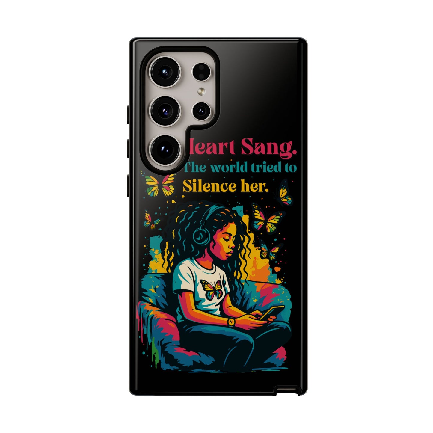 Her Heart Sang Phone Case — Artistic Empowerment Quote Cover, Motivational Gift for Women, Protective iPhone, Samsung, & Google Case