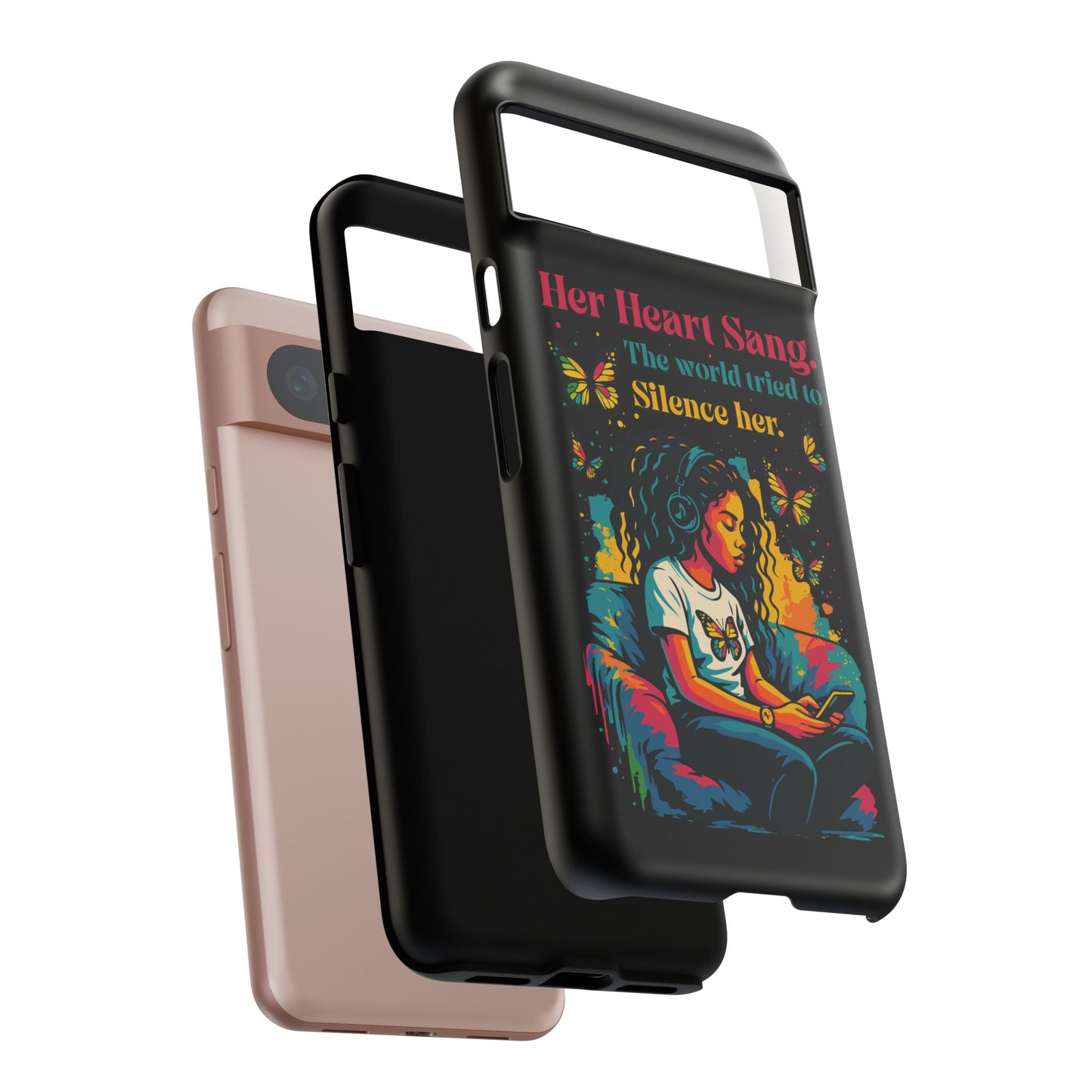 Her Heart Sang Phone Case — Artistic Empowerment Quote Cover, Motivational Gift for Women, Protective iPhone, Samsung, & Google Case