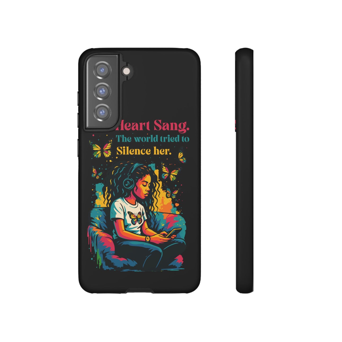 Her Heart Sang Phone Case — Artistic Empowerment Quote Cover, Motivational Gift for Women, Protective iPhone, Samsung, & Google Case