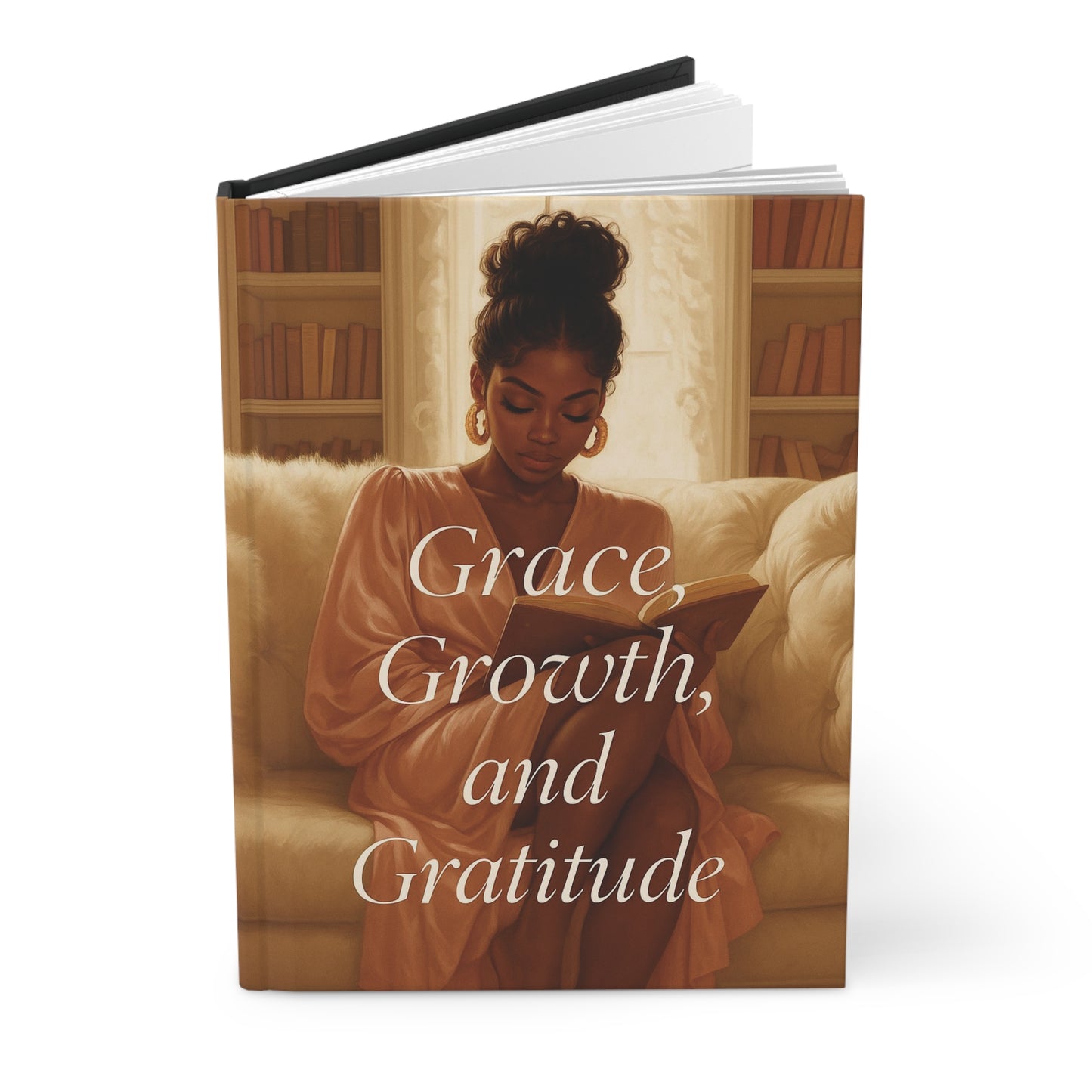 Grace, Growth, and Gratitude Journal | Soft Girl Era Notebook | Black Woman Art Hardcover | Self Love, Healing & Mindfulness Journal