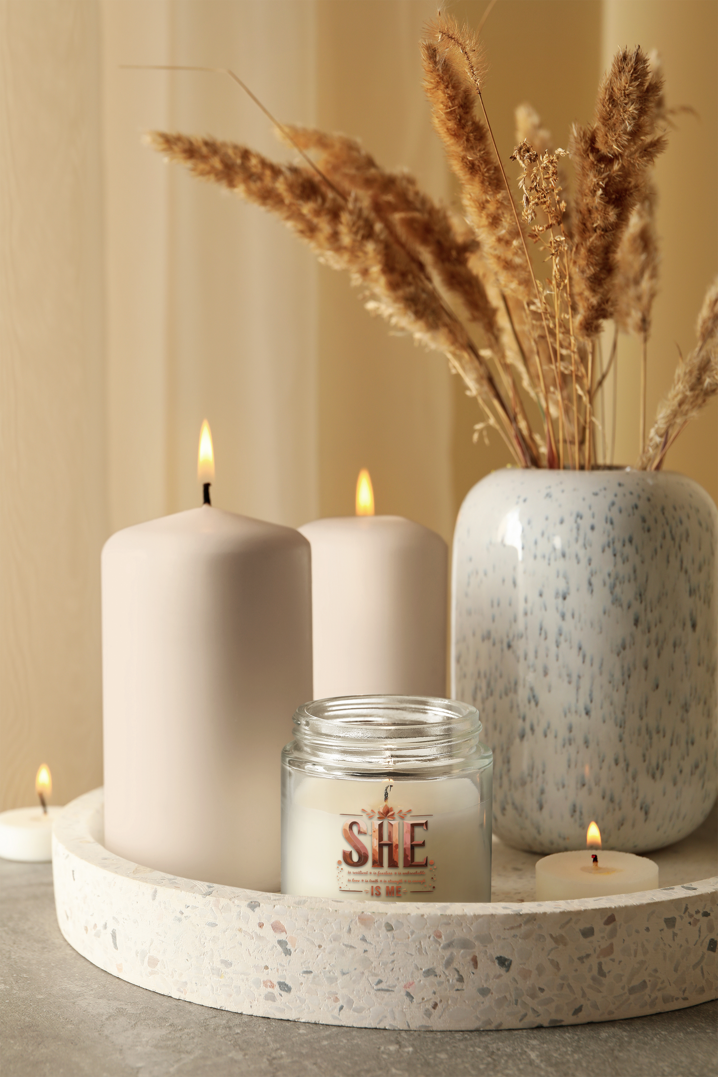 She Is Me Scented Soy Candle - Inspirational Self-Love and Empowerment Gift by Echoes of Intrigue Motivational Candle for Women 9oz Jar