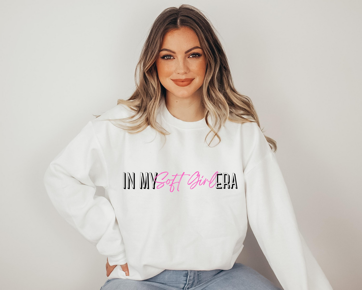 In My Soft Girl Era Sweatshirt Minimalist Aesthetic Pullover | Cute Girly Quote Sweater | Soft Girl Era Crewneck