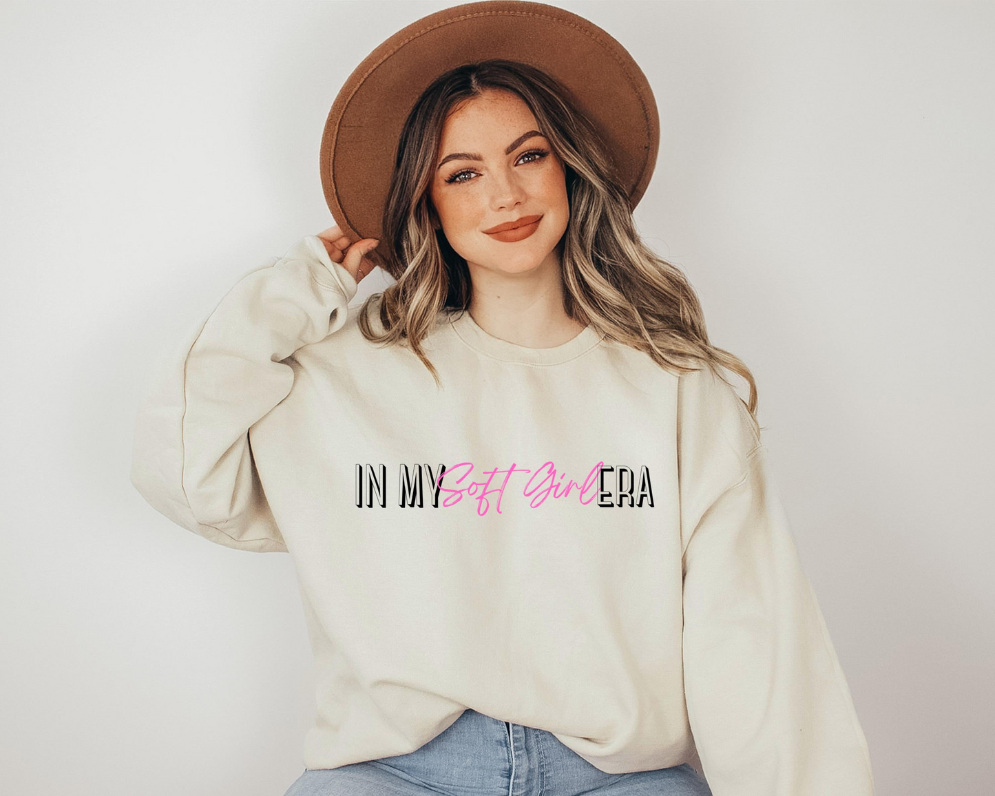 In My Soft Girl Era Sweatshirt Minimalist Aesthetic Pullover | Cute Girly Quote Sweater | Soft Girl Era Crewneck
