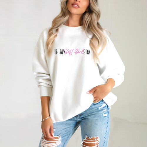 In My Soft Girl Era Sweatshirt Minimalist Aesthetic Pullover | Cute Girly Quote Sweater | Soft Girl Era Crewneck