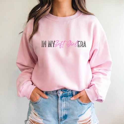 In My Soft Girl Era Sweatshirt Minimalist Aesthetic Pullover | Cute Girly Quote Sweater | Soft Girl Era Crewneck