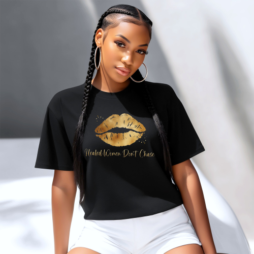 Gold Kiss Lips Tee | Gift for girlfriend| T-shirt For Wife | Empowerment Tee for Birthday
