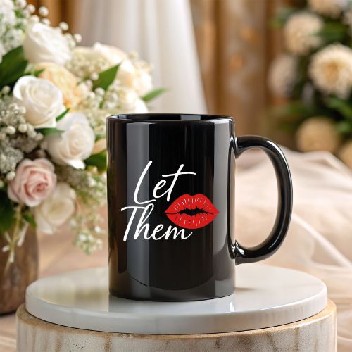 Let Them Mug| Stylish Coffee Mug | Black Ceramic Mug