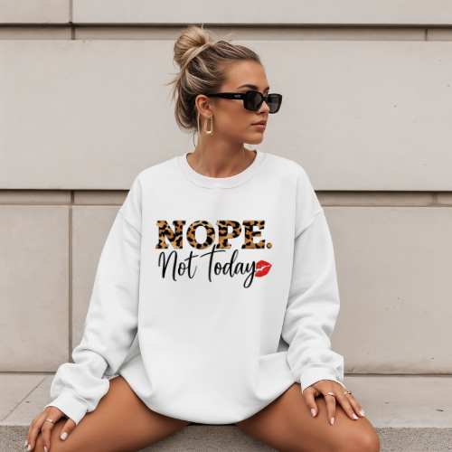 Nope. Not Today Shirt | Cheetah Print Quote Tee | Self Care Mood Shirt | Boundaries Sweatshirt | Gift for Her