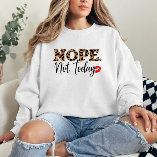 Nope. Not Today Shirt | Cheetah Print Quote Tee | Self Care Mood Shirt | Boundaries Sweatshirt | Gift for Her
