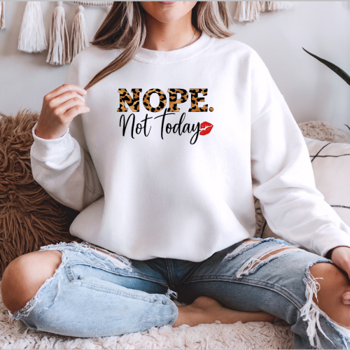 Nope. Not Today Shirt | Cheetah Print Quote Tee | Self Care Mood Shirt | Boundaries Sweatshirt | Gift for Her