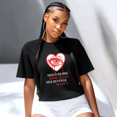 "Her Screams Were Silent. Her Revenge Wasn't." T-shirt | Gothic Eye Heart Tee | Women Empowerment T-shirt
