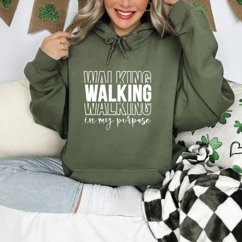 Walking In My Purpose Hoodie | Inspirational Faith Hoodie | Christian Inspired Pullover | Anniversary Gift For Lover