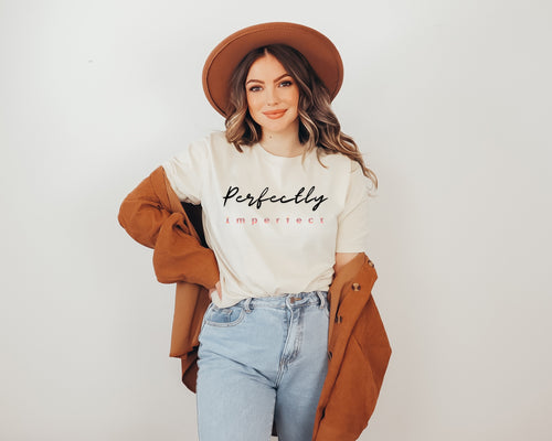 Perfectly Imperfect Shirt | Self Love Graphic Tee for Women | Minimalist Affirmation T-Shirt | Mental Health Shirt | Soft Aesthetic Tee