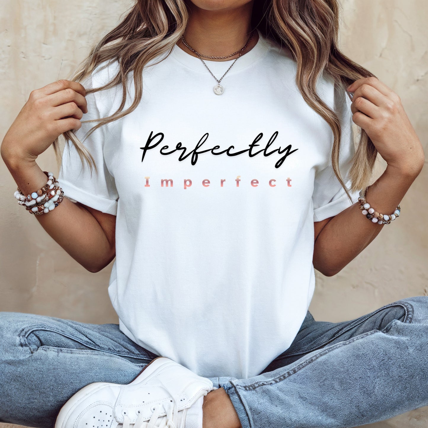 Perfectly Imperfect Shirt | Self Love Graphic Tee for Women | Minimalist Affirmation T-Shirt | Mental Health Shirt | Soft Aesthetic Tee
