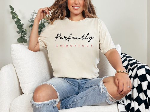 Perfectly Imperfect Shirt | Self Love Graphic Tee for Women | Minimalist Affirmation T-Shirt | Mental Health Shirt | Soft Aesthetic Tee