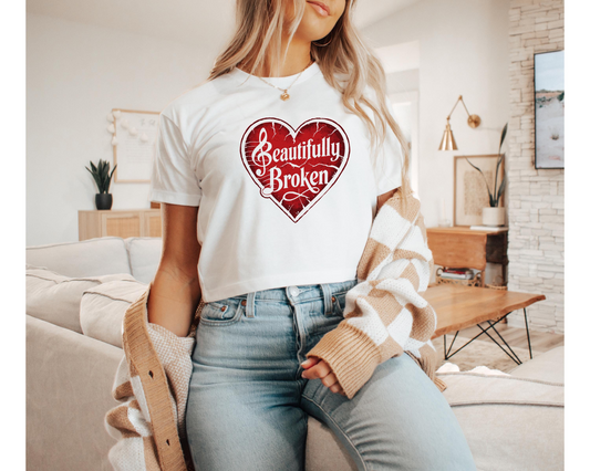Beautifully Broken Women's Crop Tee | Women Inspirational Cropped T-Shirt | Gift For Her