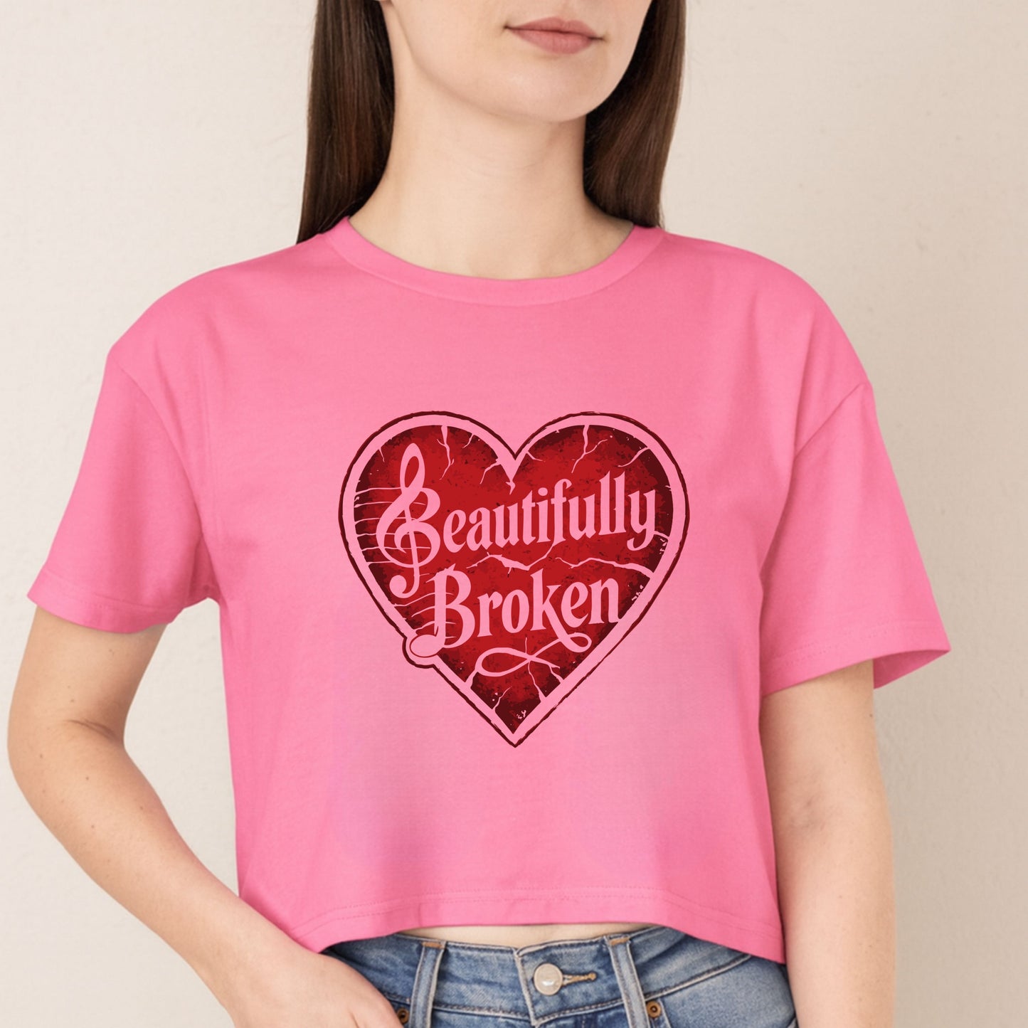 Beautifully Broken Women's Crop Tee | Women Inspirational Cropped T-Shirt | Gift For Her