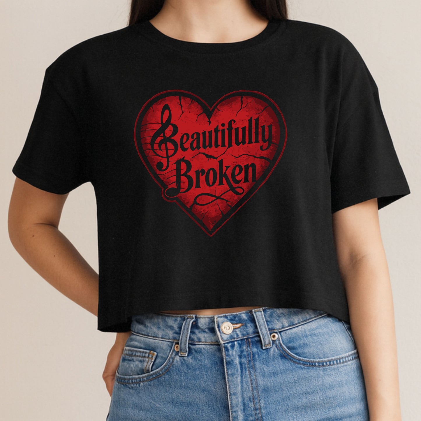 Beautifully Broken Women's Crop Tee | Women Inspirational Cropped T-Shirt | Gift For Her