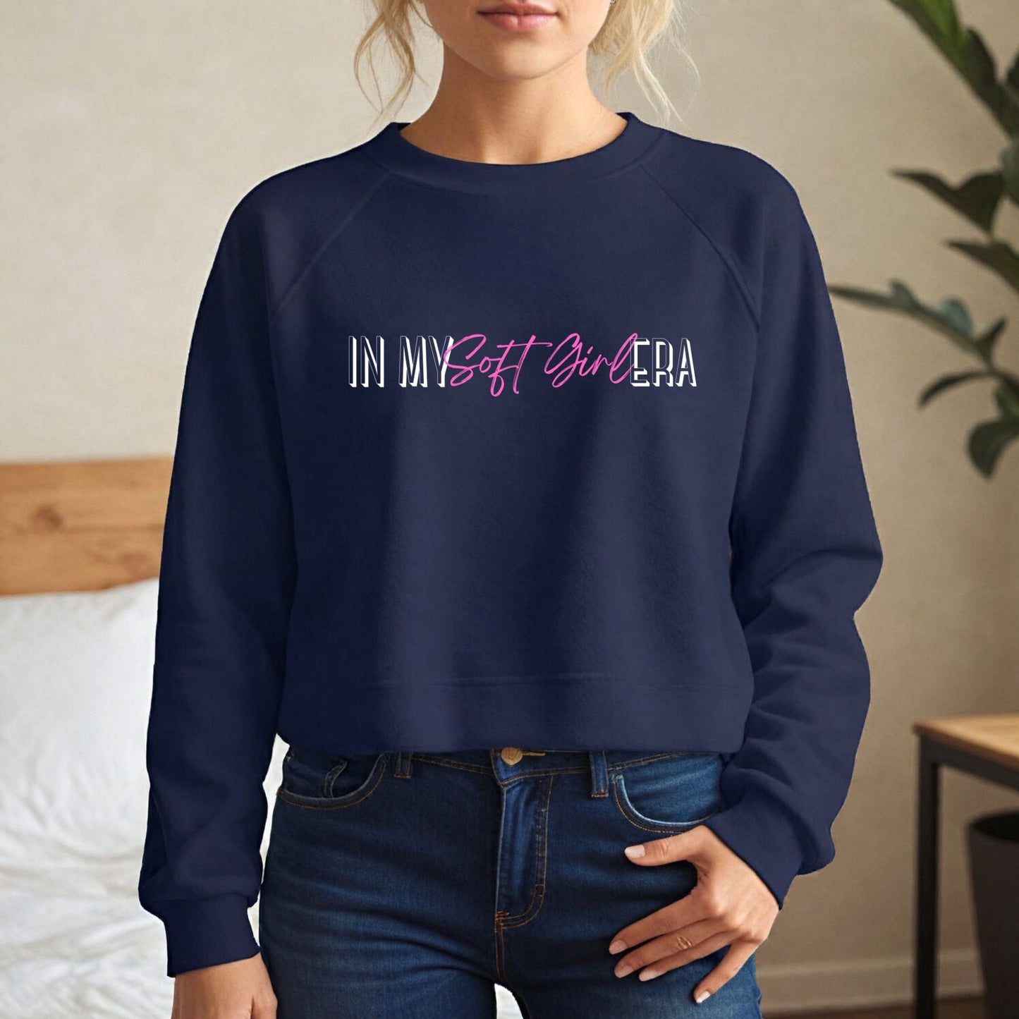 In My Soft Girl Era Cropped Sweatshirt | Feminine Cozy Fashion Aesthetic Top