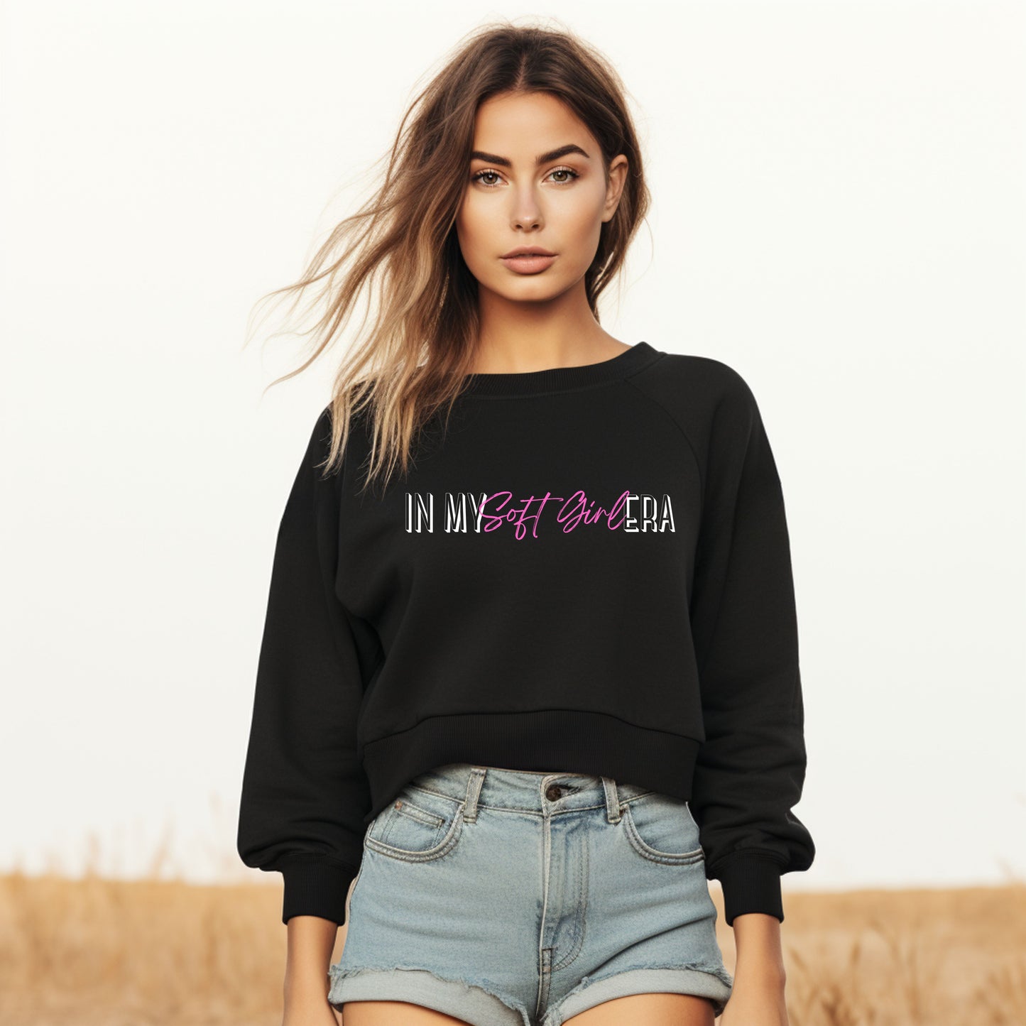 In My Soft Girl Era Cropped Sweatshirt | Feminine Cozy Fashion Aesthetic Top