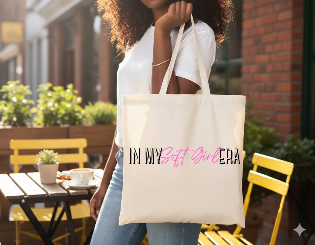 In My Soft Girl Era Affirmation Tote Bag | Minimalist Self Love Bag | Everyday Carryall