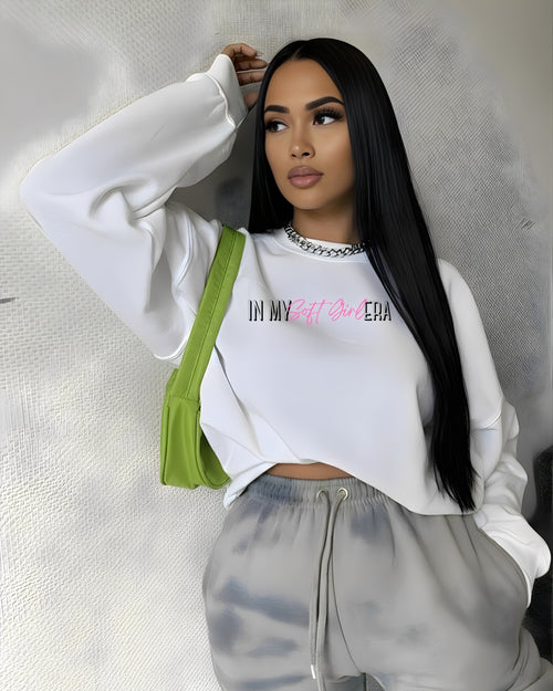 In My Soft Girl Era Cropped Sweatshirt | Feminine Cozy Fashion Aesthetic Top