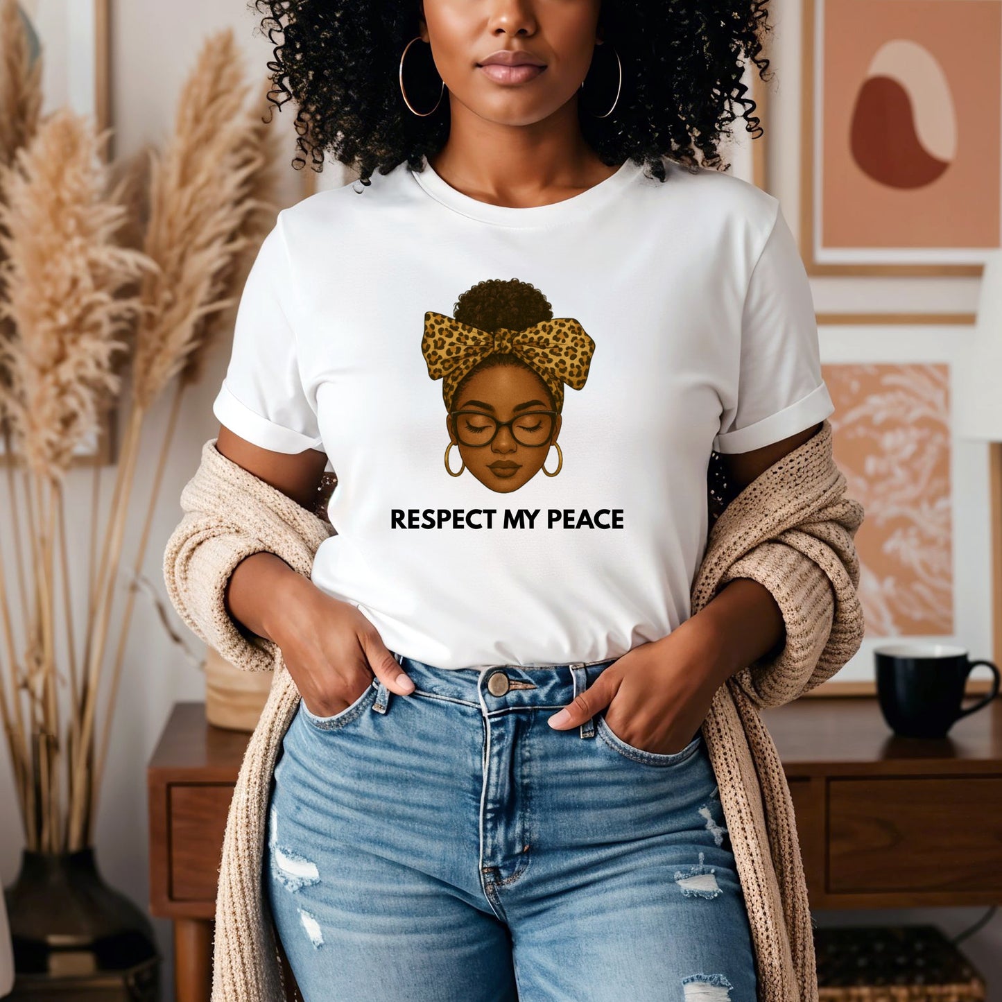 Respect My Peace T-Shirt | African American Woman Illustration Tee | Black Empowerment Shirt | Boundaries Tee | Gift for Women