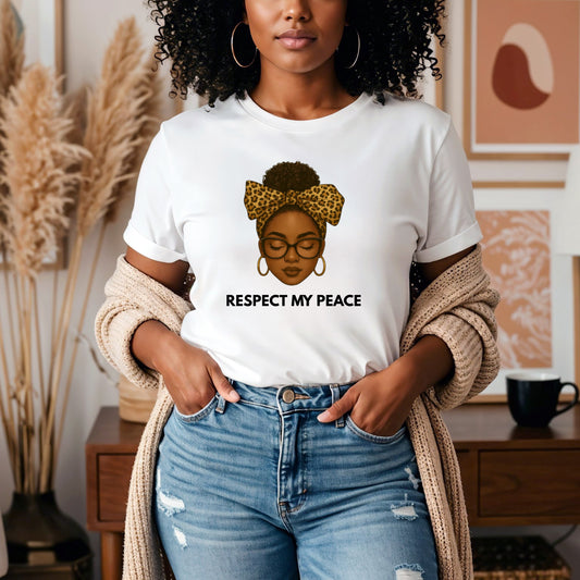 Respect My Peace T-Shirt | African American Woman Illustration Tee | Black Empowerment Shirt | Boundaries Tee | Gift for Women