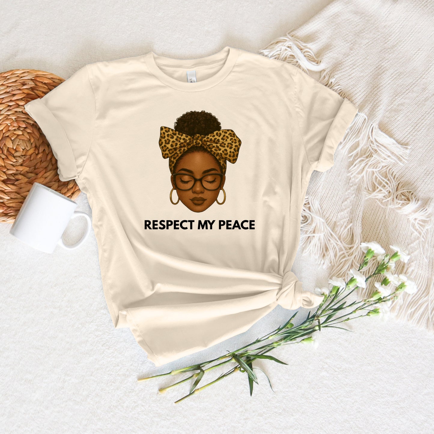 Respect My Peace T-Shirt | African American Woman Illustration Tee | Black Empowerment Shirt | Boundaries Tee | Gift for Women