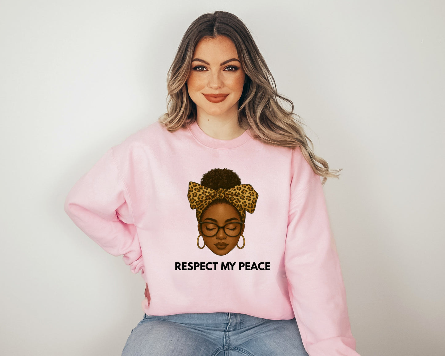 Respect My Peace Sweatshirt | Black Woman Illustration Crewneck | Self Love Pullover | Afro Puff Melanin Graphic | Cozy Statement Sweater