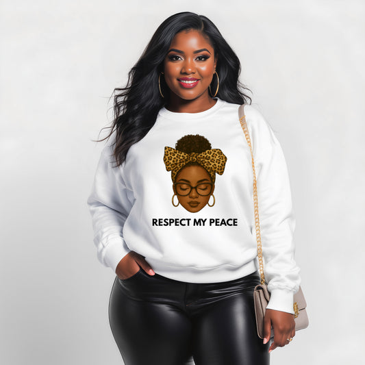Respect My Peace Sweatshirt | Black Woman Illustration Crewneck | Self Love Pullover | Afro Puff Melanin Graphic | Cozy Statement Sweater