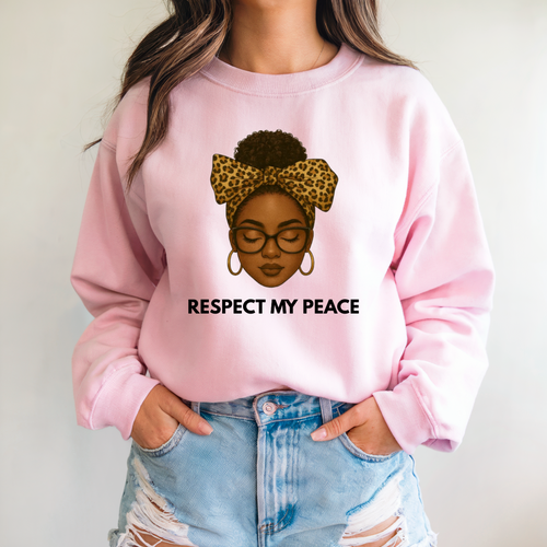 Respect My Peace Sweatshirt | Black Woman Illustration Crewneck | Self Love Pullover | Afro Puff Melanin Graphic | Cozy Statement Sweater