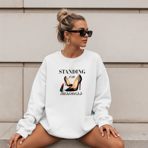Standing on Business Sweatshirt | Heels & Lipstick Graphic Crewneck Sweatshirt