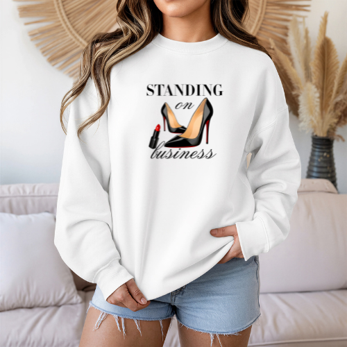 Standing on Business Sweatshirt | Heels & Lipstick Graphic Crewneck Sweatshirt