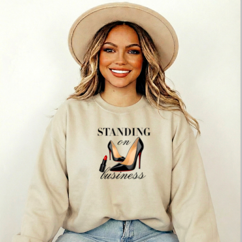 Standing on Business Sweatshirt | Heels & Lipstick Graphic Crewneck Sweatshirt