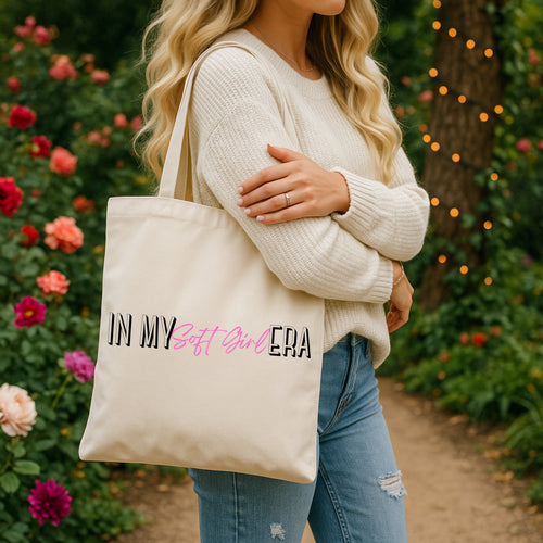 In My Soft Girl Era Affirmation Tote Bag | Minimalist Self Love Bag | Everyday Carryall