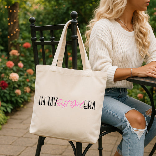 In My Soft Girl Era Affirmation Tote Bag | Minimalist Self Love Bag | Everyday Carryall