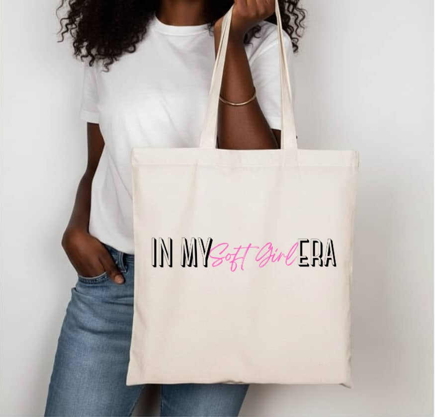 In My Soft Girl Era Affirmation Tote Bag | Minimalist Self Love Bag | Everyday Carryall
