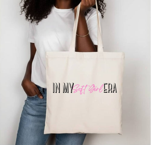 In My Soft Girl Era Affirmation Tote Bag | Minimalist Self Love Bag | Everyday Carryall