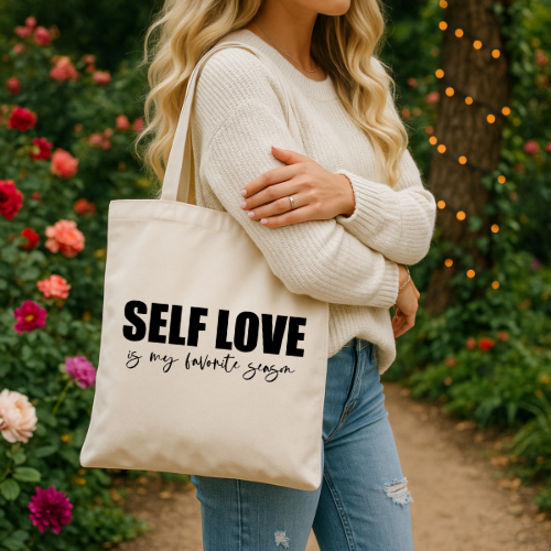 Self Love Is My Favorite Season Tote Bag | Canvas Reusable Shopper Bag