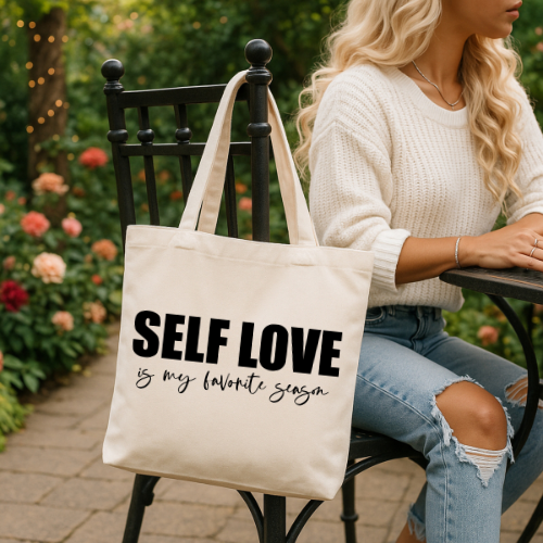 Self Love Is My Favorite Season Tote Bag | Canvas Reusable Shopper Bag