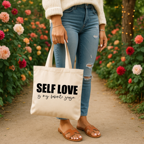 Self Love Is My Favorite Season Tote Bag | Canvas Reusable Shopper Bag
