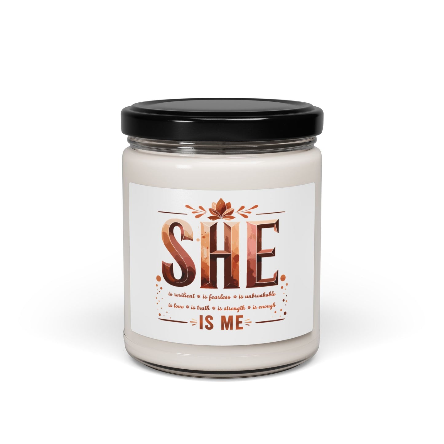 She Is Me Scented Soy Candle - Inspirational Self-Love and Empowerment Gift by Echoes of Intrigue Motivational Candle for Women 9oz Jar