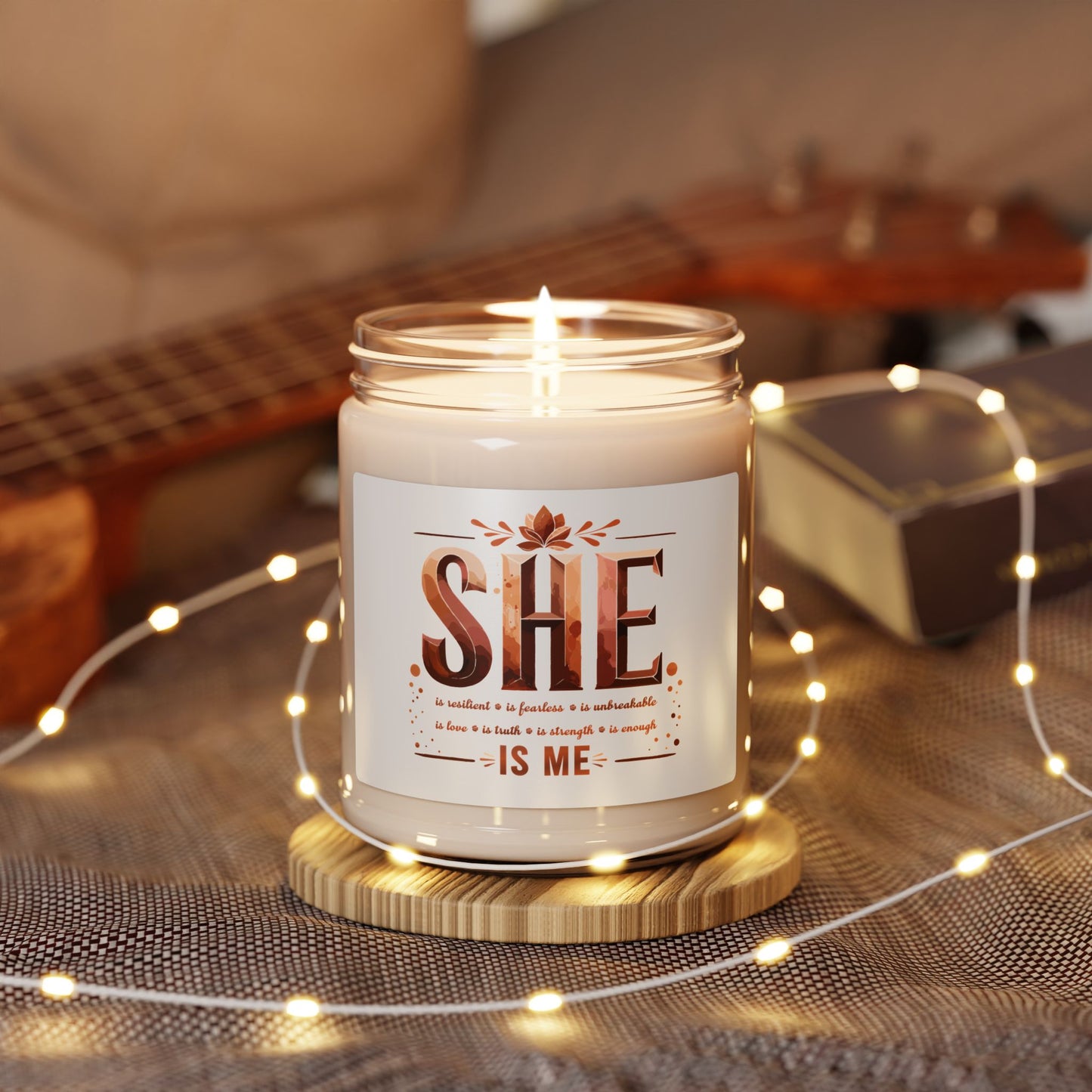 She Is Me Scented Soy Candle - Inspirational Self-Love and Empowerment Gift by Echoes of Intrigue Motivational Candle for Women 9oz Jar