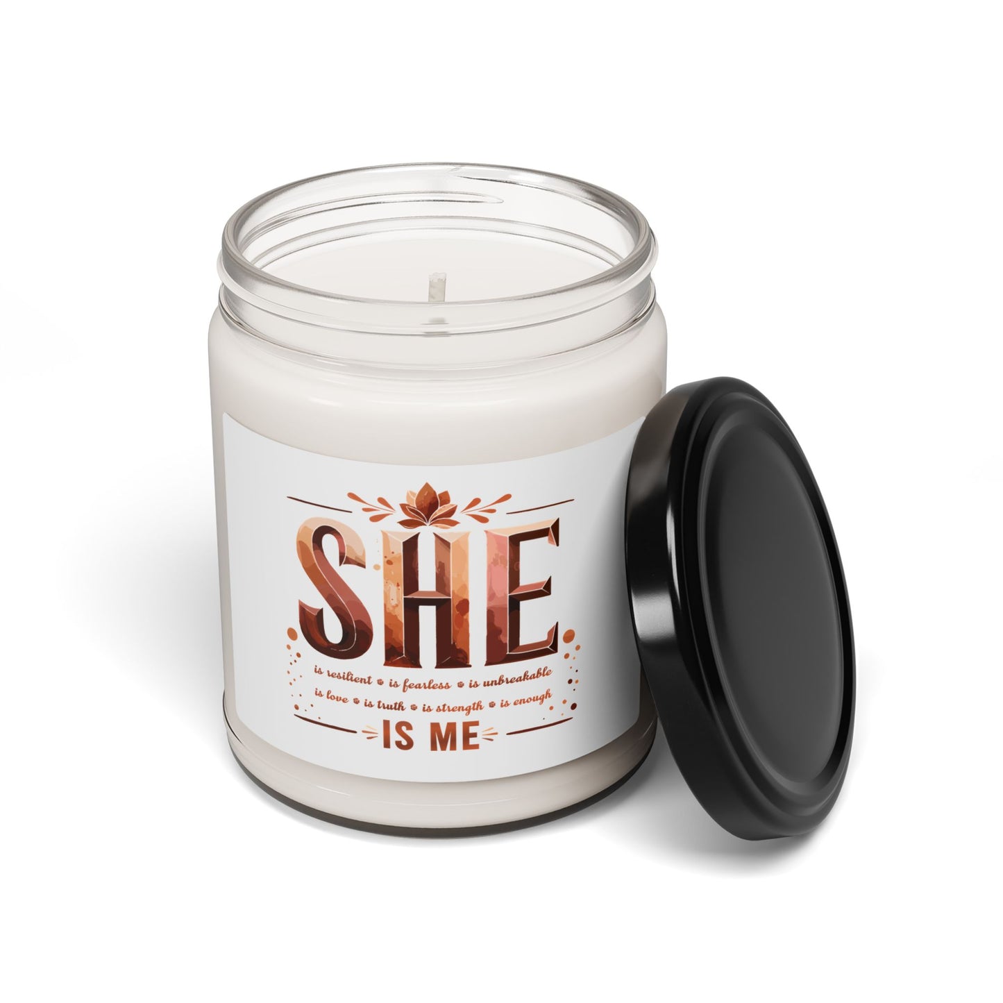 She Is Me Scented Soy Candle - Inspirational Self-Love and Empowerment Gift by Echoes of Intrigue Motivational Candle for Women 9oz Jar
