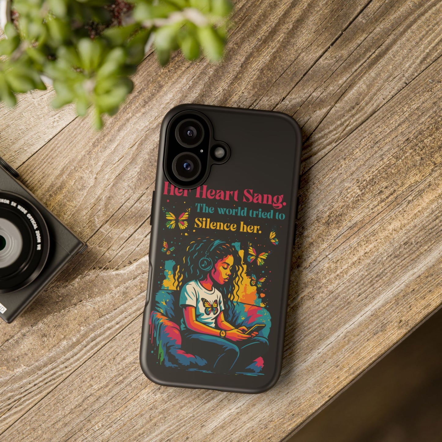 Her Heart Sang Phone Case — Artistic Empowerment Quote Cover, Motivational Gift for Women, Protective iPhone, Samsung, & Google Case
