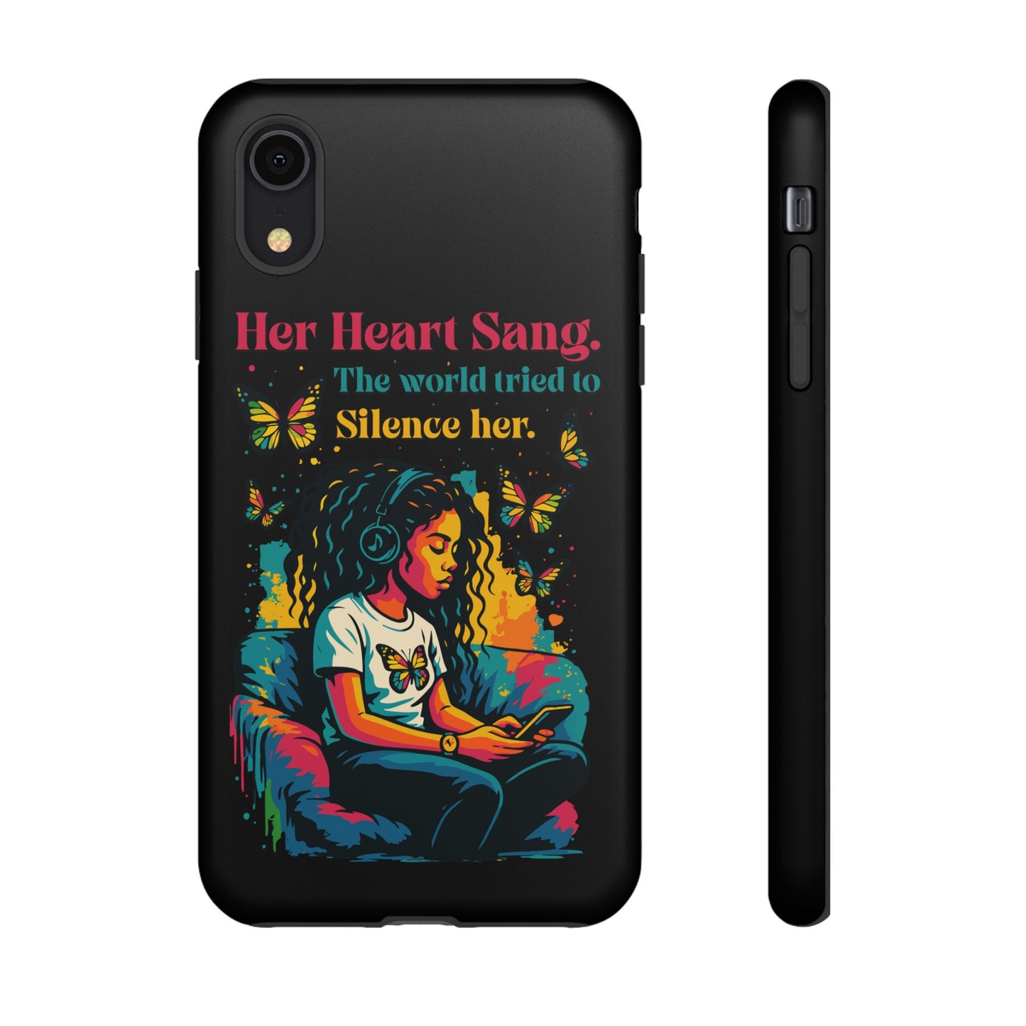Her Heart Sang Phone Case — Artistic Empowerment Quote Cover, Motivational Gift for Women, Protective iPhone, Samsung, & Google Case