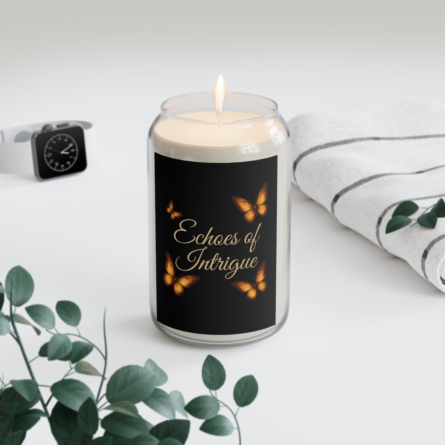 Echoes of Intrigue Butterfly Candle - Scented Soy Jar Candle, Cozy Home Décor, Aromatherapy Gift, Black & Gold Butterfly Design, Luxury Fall & Spring Candle
