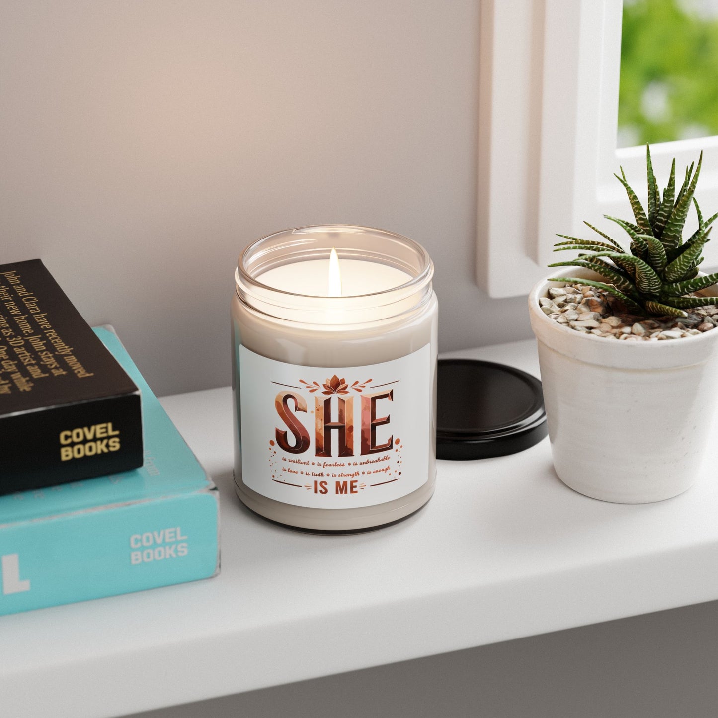 She Is Me Scented Soy Candle - Inspirational Self-Love and Empowerment Gift by Echoes of Intrigue Motivational Candle for Women 9oz Jar